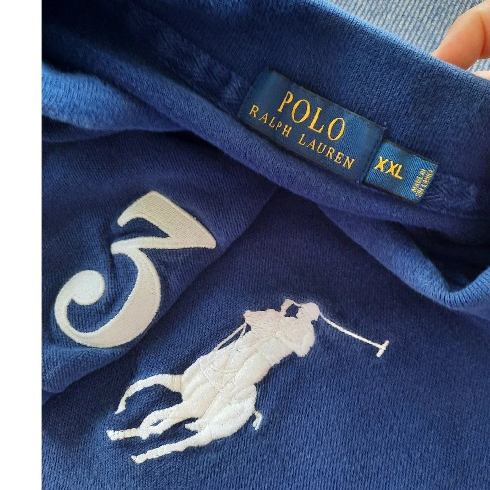 Polo Ralph Lauren Big Pony Royal Blue Knit Short Sleeve Polo Shirt XXL 3 Patch